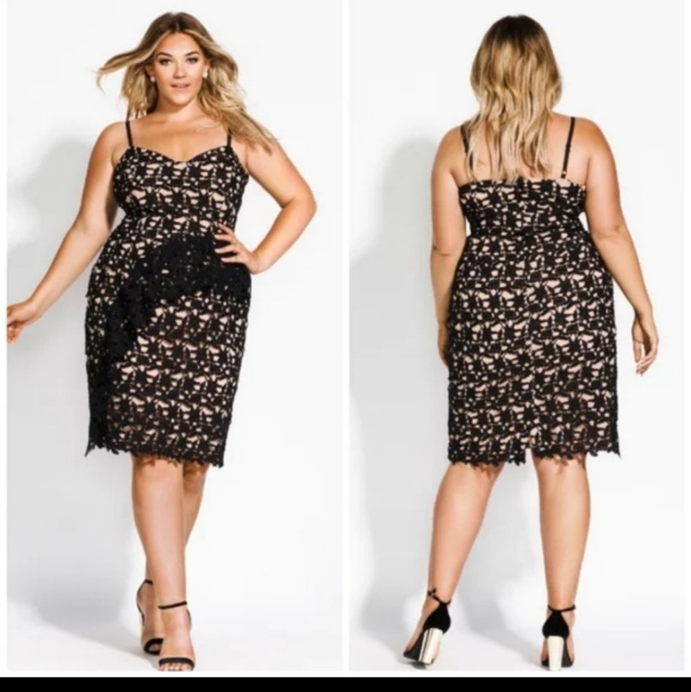 NWT City Chic Illusion Strappy Dress. Nude Color Inner Layer.